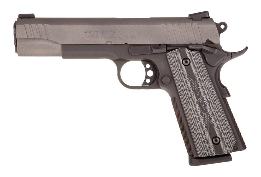 Taurus 1911 5in 45ACP Cerakote Gray 8RD Custom VZ Grip Manual Safety Novak view 2