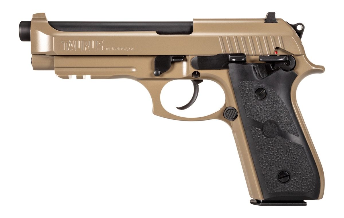 Taurus PT92 Handgun 9mm Luger 17rd Magazines (2) 5in Barrel FDE Black Hogue