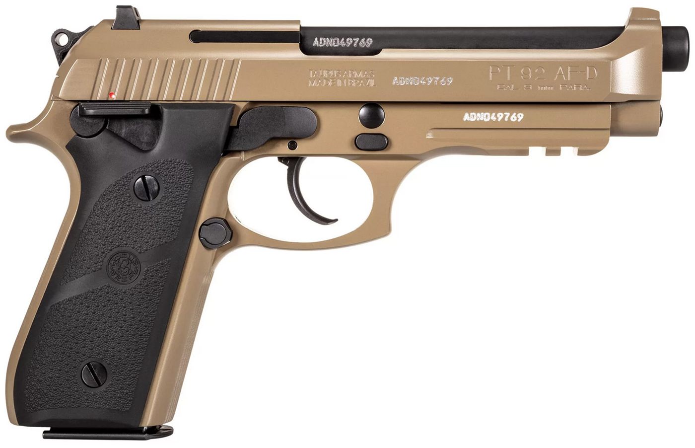 Taurus PT92 Handgun 9mm Luger 17rd Magazines (2) 5in Barrel FDE Black Hogue view 2