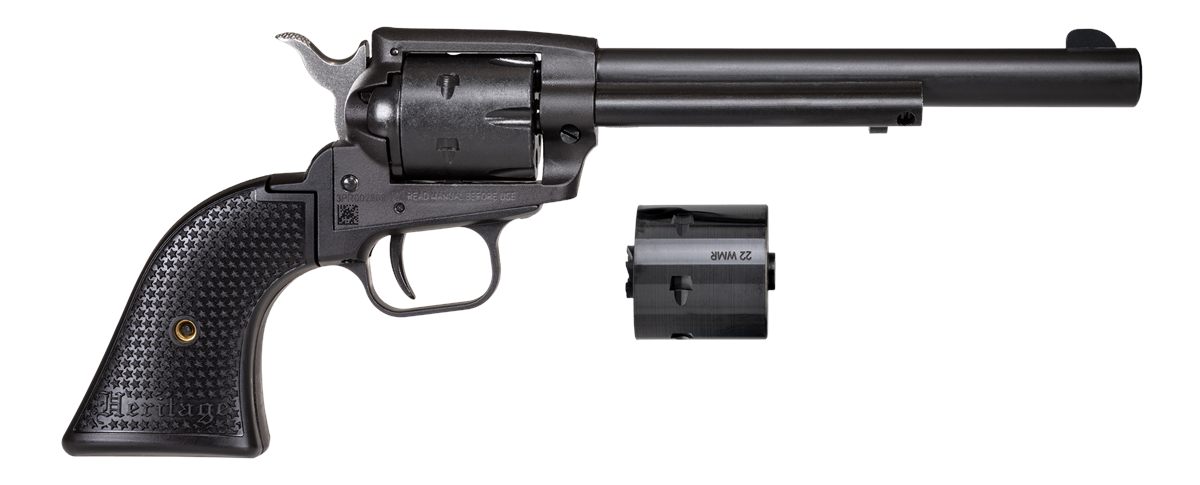 Heritage Mfg SRR22MBS6PG Rough Rider 22 LR/22 WMR 6 Shot/ 6.50in Black Sati