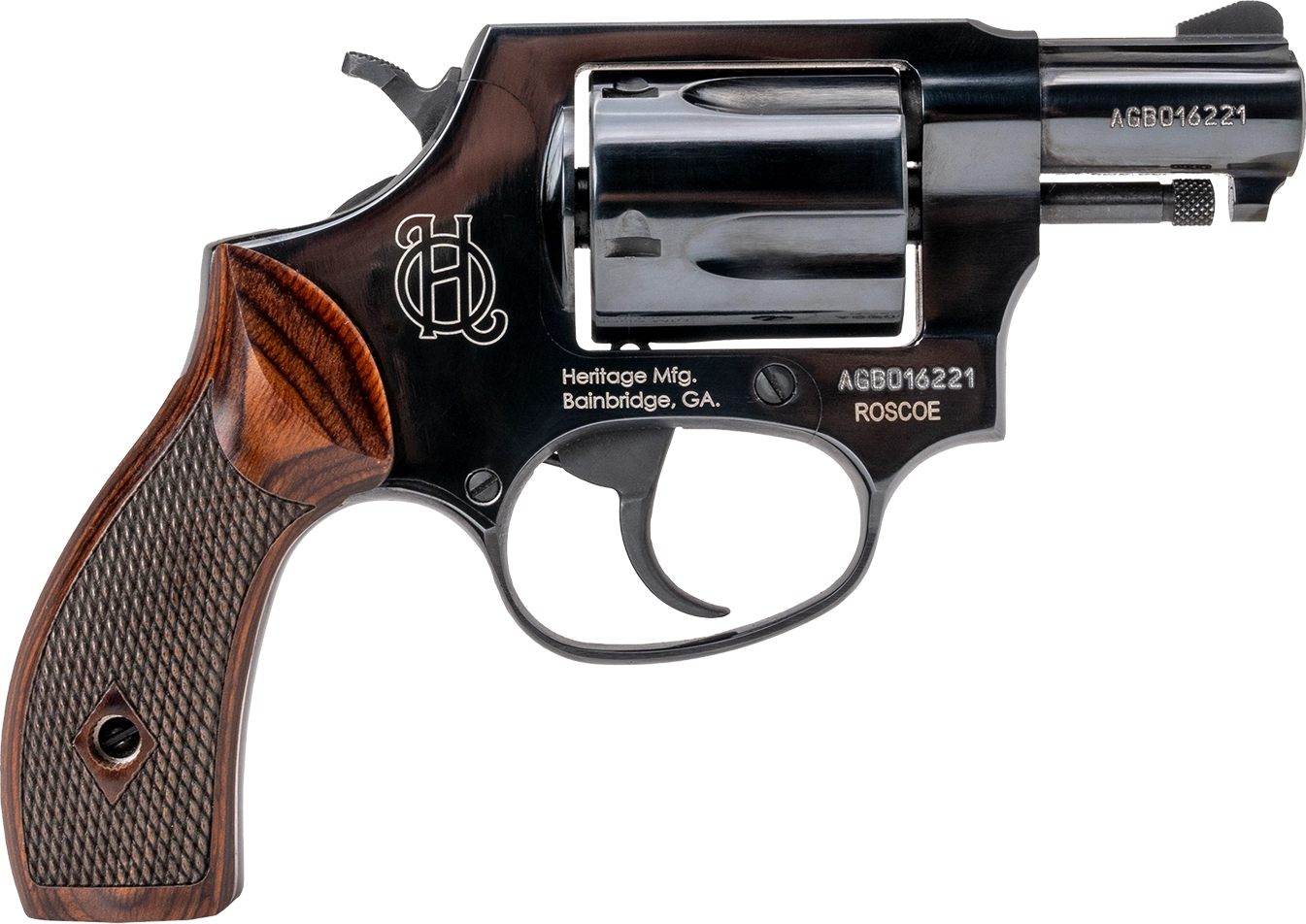 Heritage Mfg HR38B2W Roscoe Small 38 Special +P 5rd 2in Black Polished Allo view 2