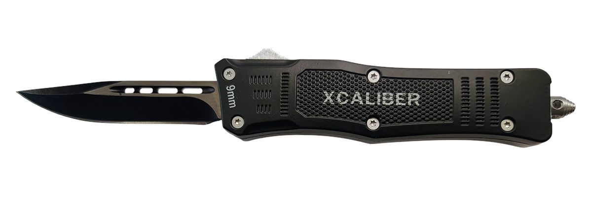 Xcaliber Knife Company 9mm Small 2.75in OTF Drop Point Black 440C SS Blade