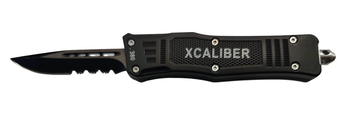 Xcaliber Knife Company 380 ACP Small 2.75in OTF Part Serrated Black 440C SS