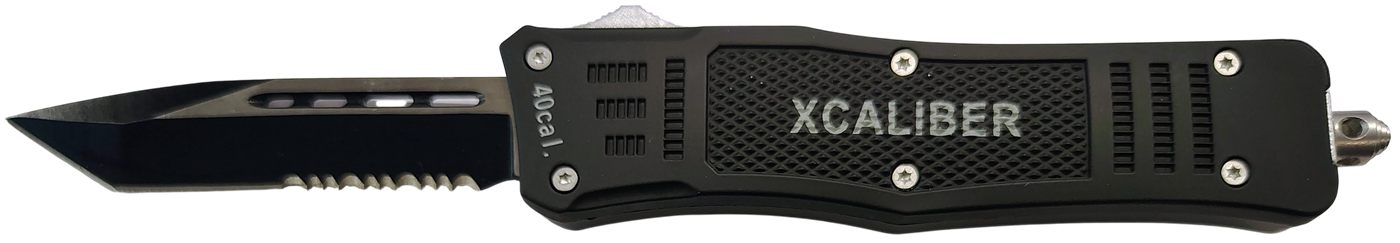 Xcaliber Knife Company 40 Cal Medium 3.25in OTF Tanto Part Serrated 440C SS