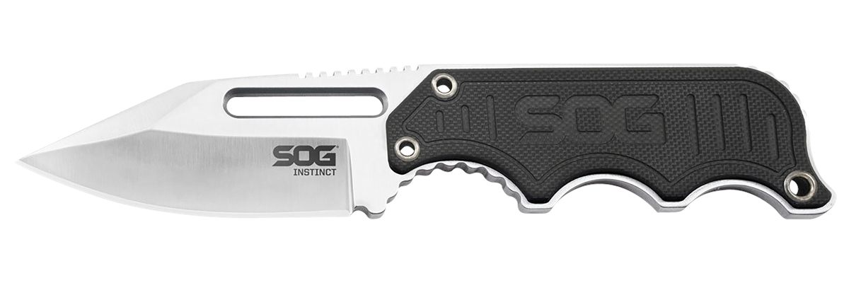 SOG Knives Instinct 2.30in Fixed Clip Point Plain Satin Polished 5 Cr15 MoV