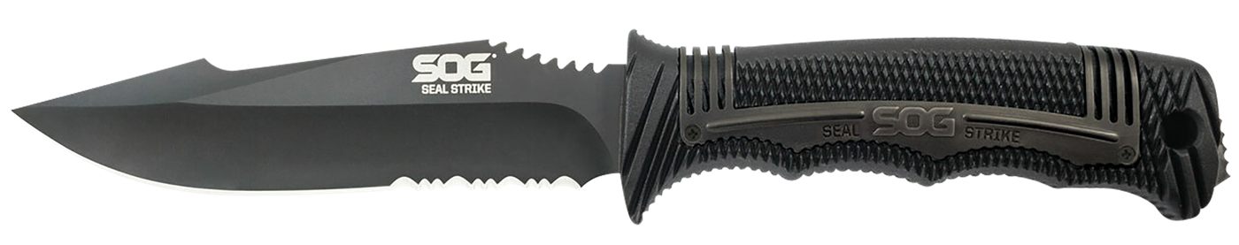 SOG Knives Seal Strike 4.90in Fixed Clip Point Part Serrated AUS-8A SS Blad