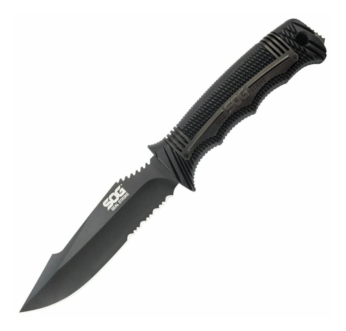 SOG Knives Seal Strike 4.90in Fixed Clip Point Part Serrated AUS-8A SS Blad view 3
