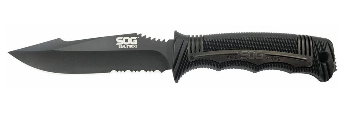 SOG Knives Seal Strike 4.90in Fixed Clip Point Part Serrated AUS-8A SS Blad view 6