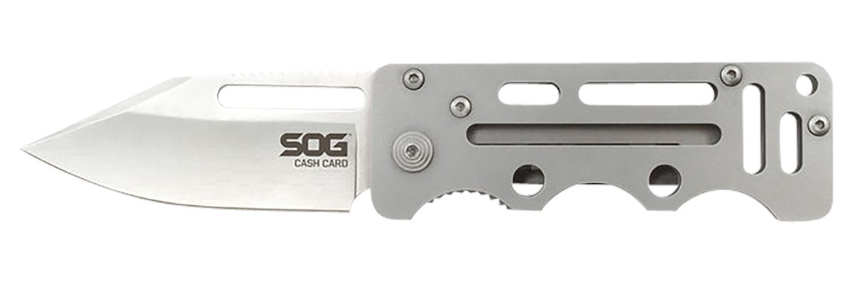 SOG Knives Cash Card 2.75in Folding Clip Point Satin 8 Cr13 MoV SS Blade/ S
