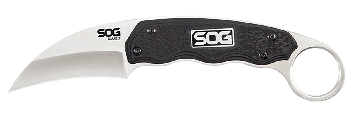 SOG Knives Gambit 2.58in Fixed Sheepsfoot Plain Satin Polished 7 Cr17 MoV S