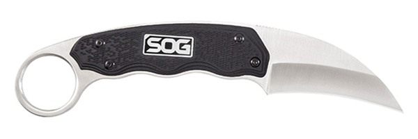 SOG Knives Gambit 2.58in Fixed Sheepsfoot Plain Satin Polished 7 Cr17 MoV S view 2
