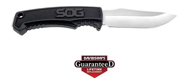 SOG Knives Field 4in Fixed Clip Point Plain Satin 7 Cr17 MoV SS Blade Black view 2