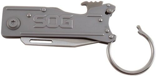 SOG Knives KeyTron 1.80in Folding Plain Clip Point Grey 5 Cr13 MoV SS Blade view 3