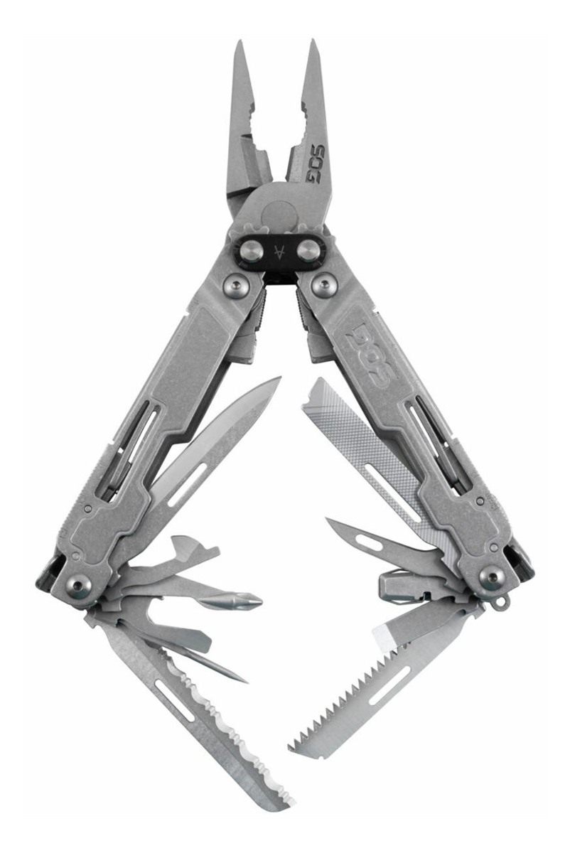SOG Knives PowerAccess Deluxe Stone Washed Stainless Steel 21 Tools w/Sheat view 2