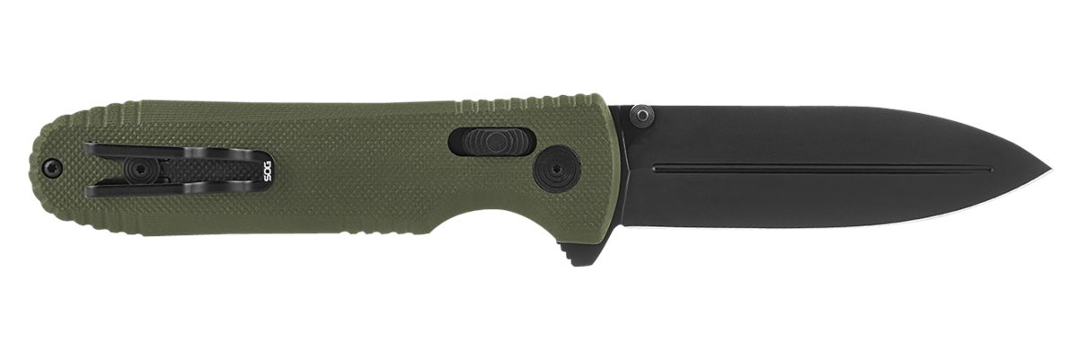 SOG Knives Pentagon XR 3.60in Folding Spear Point Plain Black TiNi Cryo CTS