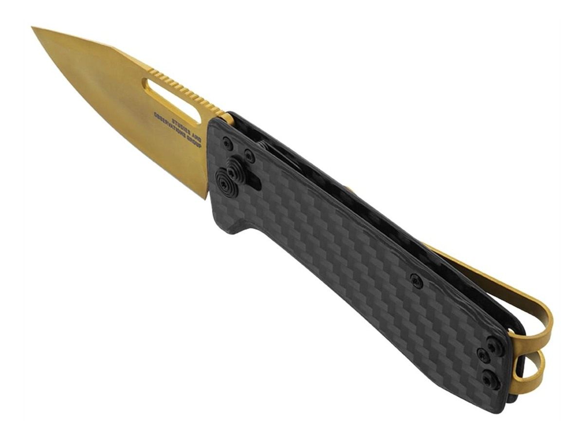 SOG Knives Ultra XR 2.80in Folding Clip Point Plain Gold TiNi Cryo S35NV St view 3