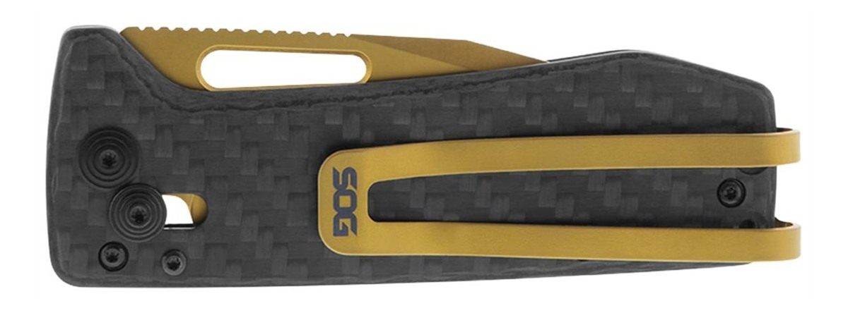 SOG Knives Ultra XR 2.80in Folding Clip Point Plain Gold TiNi Cryo S35NV St view 5
