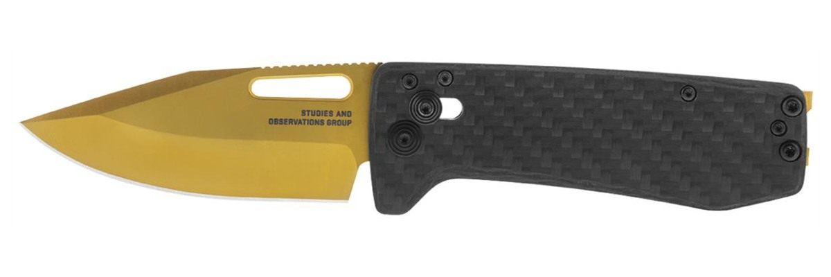 SOG Knives Ultra XR 2.80in Folding Clip Point Plain Gold TiNi Cryo S35NV St view 6