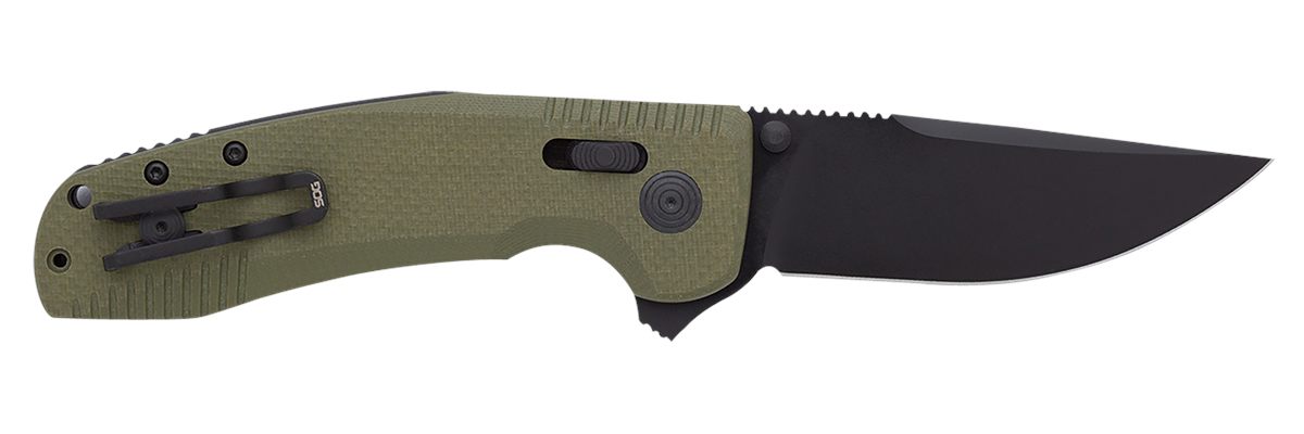SOG Knives XR 3.39in Folding Clip Point Plain Black TiNi Cryo D2 Steel Blad
