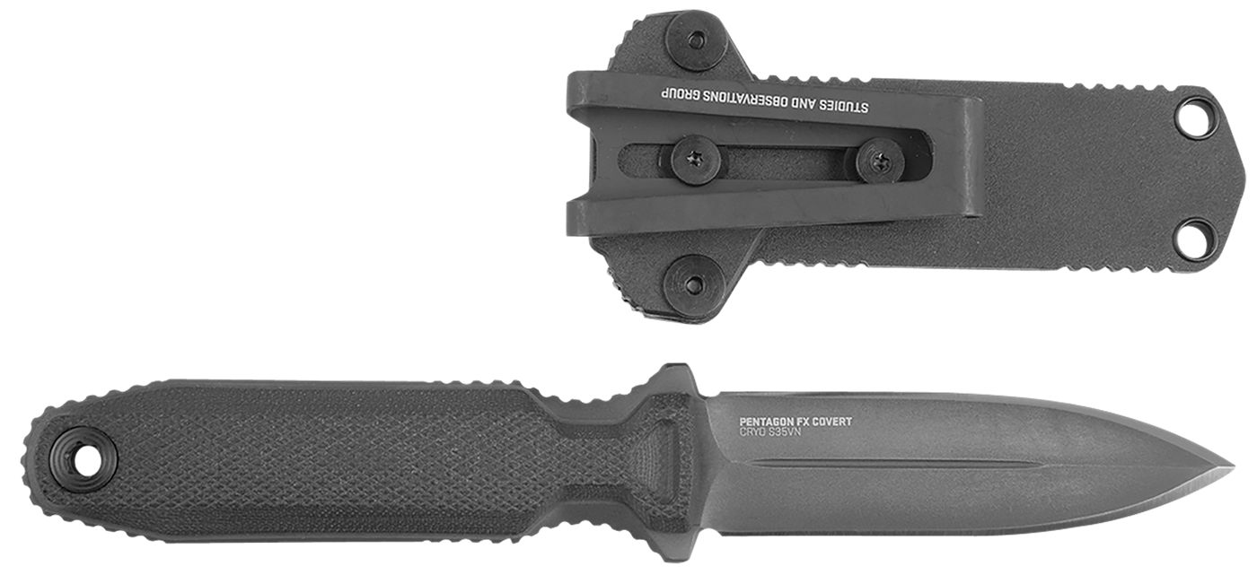 SOG Knives Pentagon FX Covert 3.41in Fixed Spear Point Plain Black Titanium