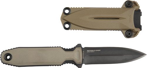 SOG Knives Pentagon FX Covert 3.41in Fixed Spear Point Plain Black Titanium view 2