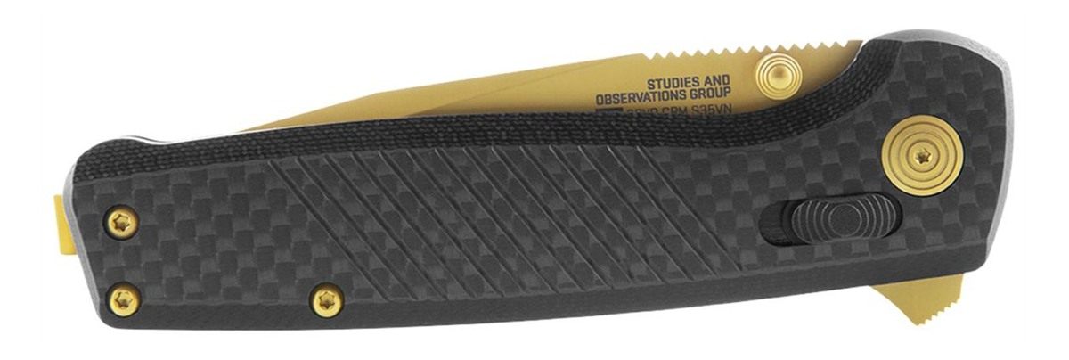 SOG Knives Terminus XR LTE 2.95in Folding Clip Point Plain Gold TiCN Cryo C view 4