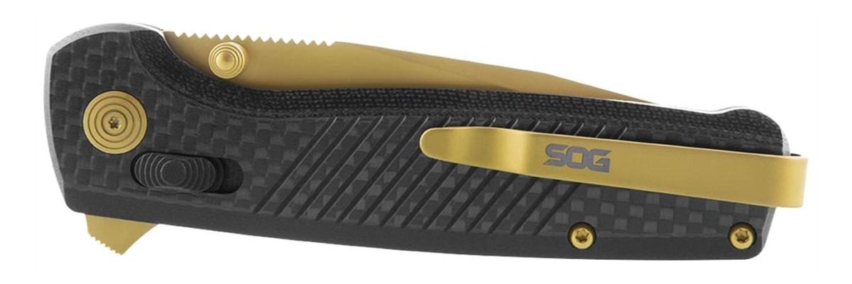SOG Knives Terminus XR LTE 2.95in Folding Clip Point Plain Gold TiCN Cryo C view 5