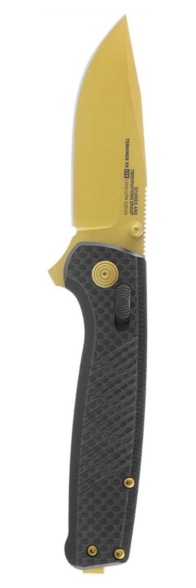 SOG Knives Terminus XR LTE 2.95in Folding Clip Point Plain Gold TiCN Cryo C view 6