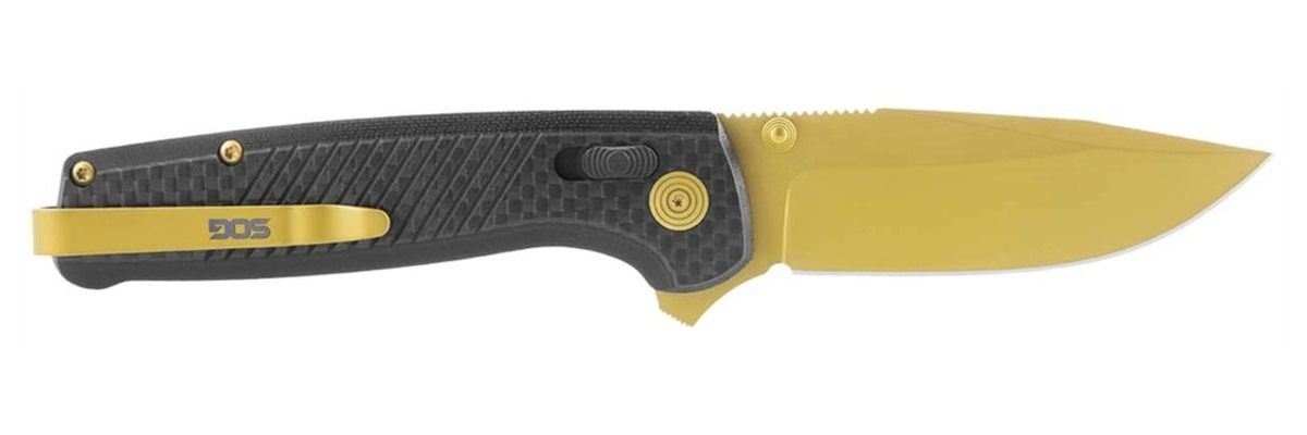 SOG Knives Terminus XR LTE 2.95in Folding Clip Point Plain Gold TiCN Cryo C view 7
