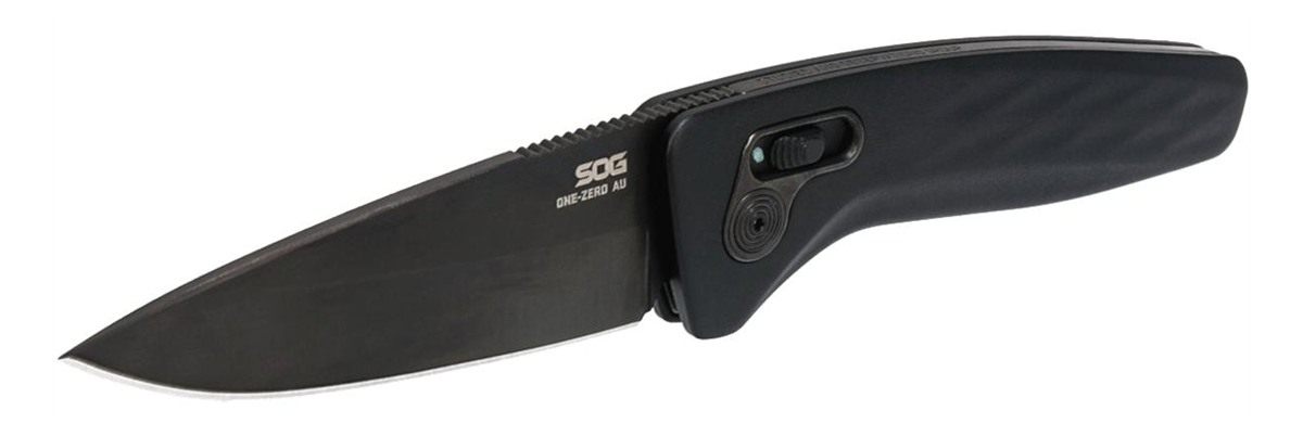 SOG Knives One-Zero Auto 3.10in Folding Plain Black Chrome CPM S35VN SS Bla view 2