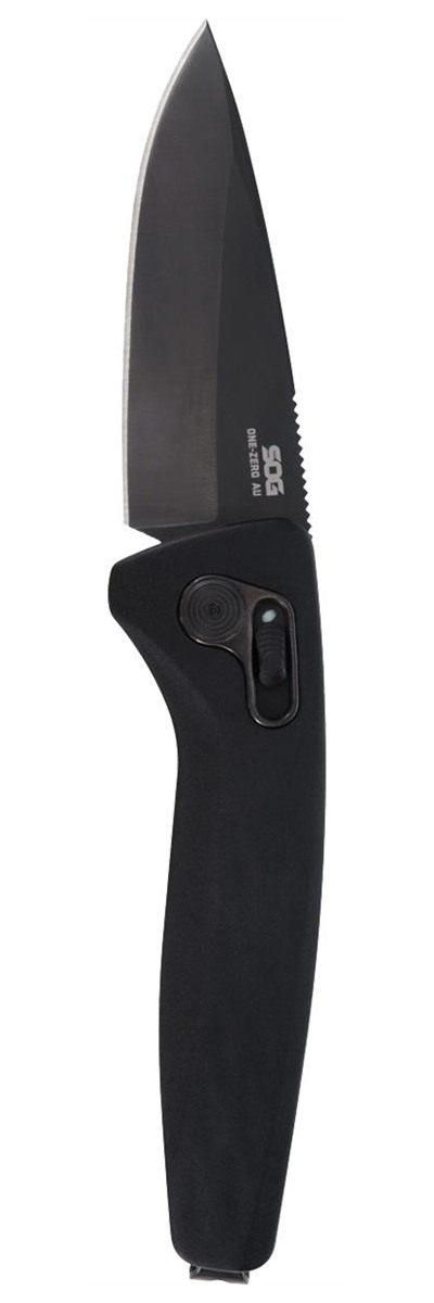 SOG Knives One-Zero Auto 3.10in Folding Plain Black Chrome CPM S35VN SS Bla view 5