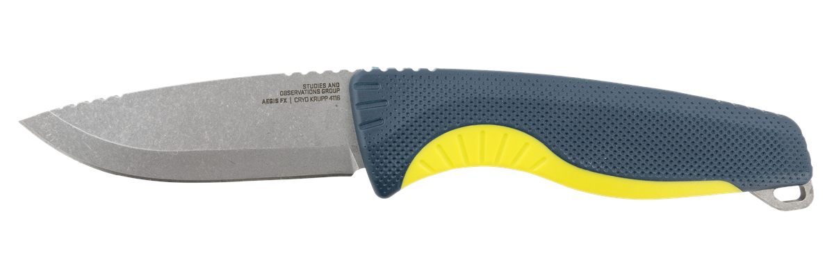 SOG Knives Aegis FX 3.70in Fixed Drop Point Plain Stonewashed 4116 Krupp SS