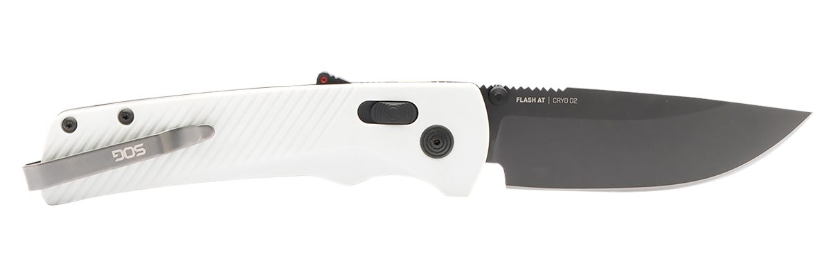 SOG Knives Flash AT 3.45in Folding Straight Back Plain TiNi Cryo D2 Steel B