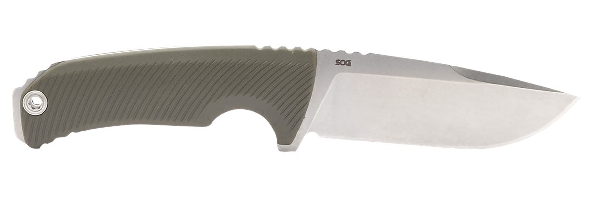 SOG Knives Tellus FX 4.20in Fixed Clip Point Plain Stonewashed Cryo 440C SS