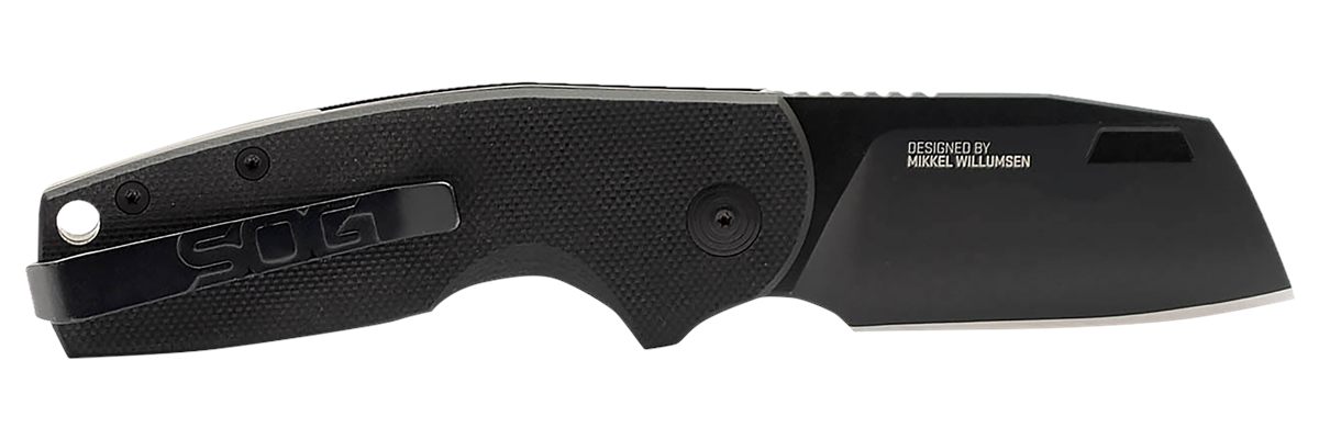 SOG Knives Stout SJ 2.60in Folding Clip Point Plain Stonewashed Cryo D2 Ste