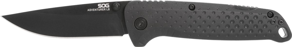 SOG Knives Adventure LB 3.50in Folding Drop Point Plain Black TiNi 5 Cr15 M