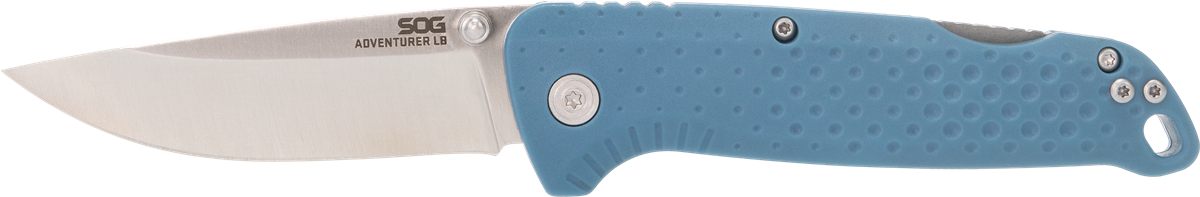 SOG Knives Adventure LB 3.50in Folding Drop Point Plain Satin 5 Cr13 MoV SS