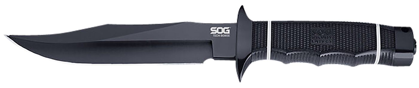 SOG Knives Tech Bowie 6.40in Fixed Plain Clip Point Black Hardcased TiNi AU