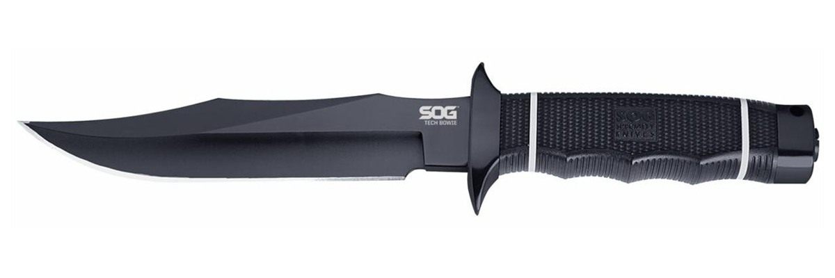 SOG Knives Tech Bowie 6.40in Fixed Plain Clip Point Black Hardcased TiNi AU view 4