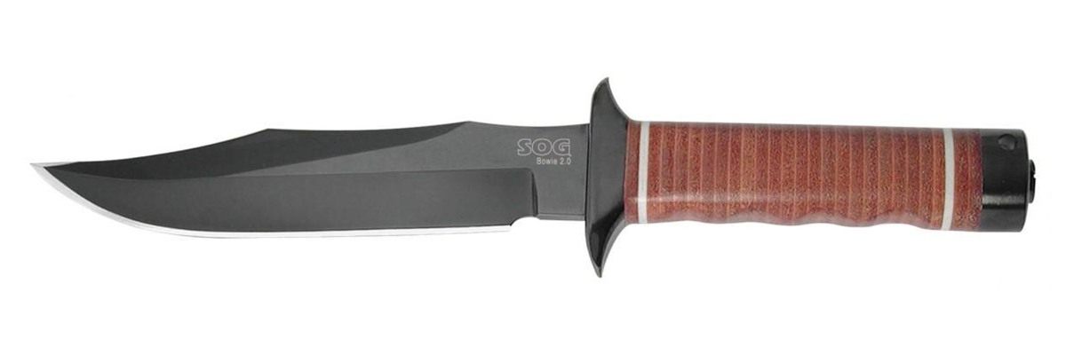 SOG Knives Bowie 2.0 6.40in Fixed Plain Clip Point Black Hardcased TiNi Ful view 3