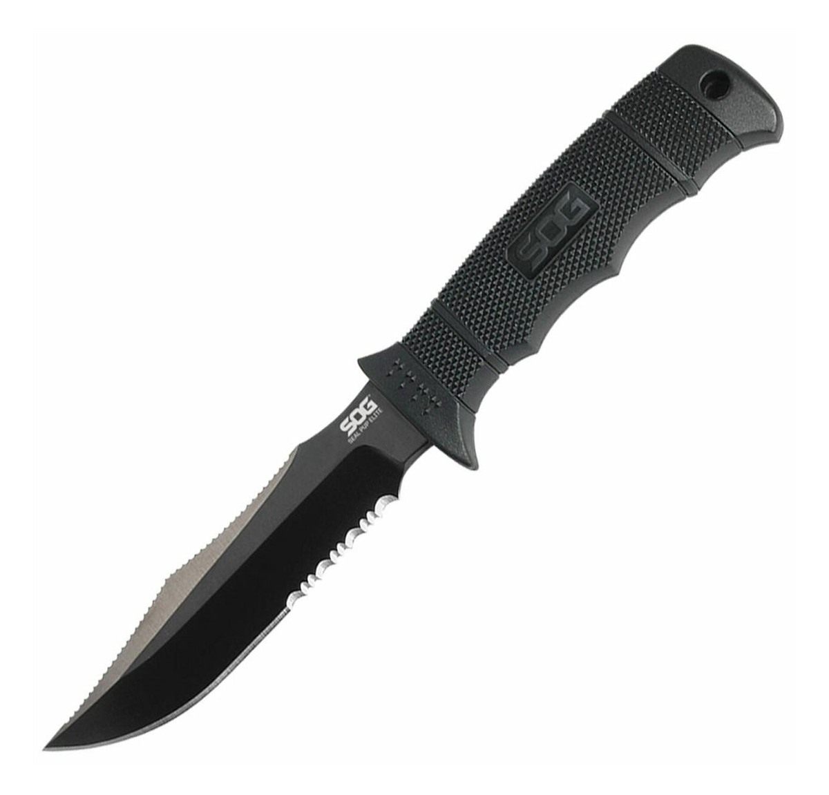 Sog Specialty Knives Seal Pup Elite 4.85in Fixed Clip Point Part Serrated B