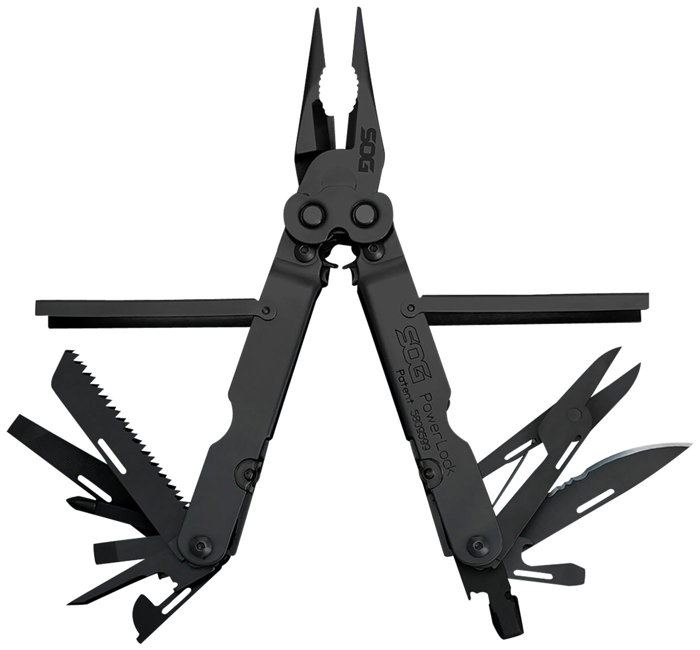 SOG Knives Powerlock Black Oxide 420 Stainless Steel 7in Long Features 18 T