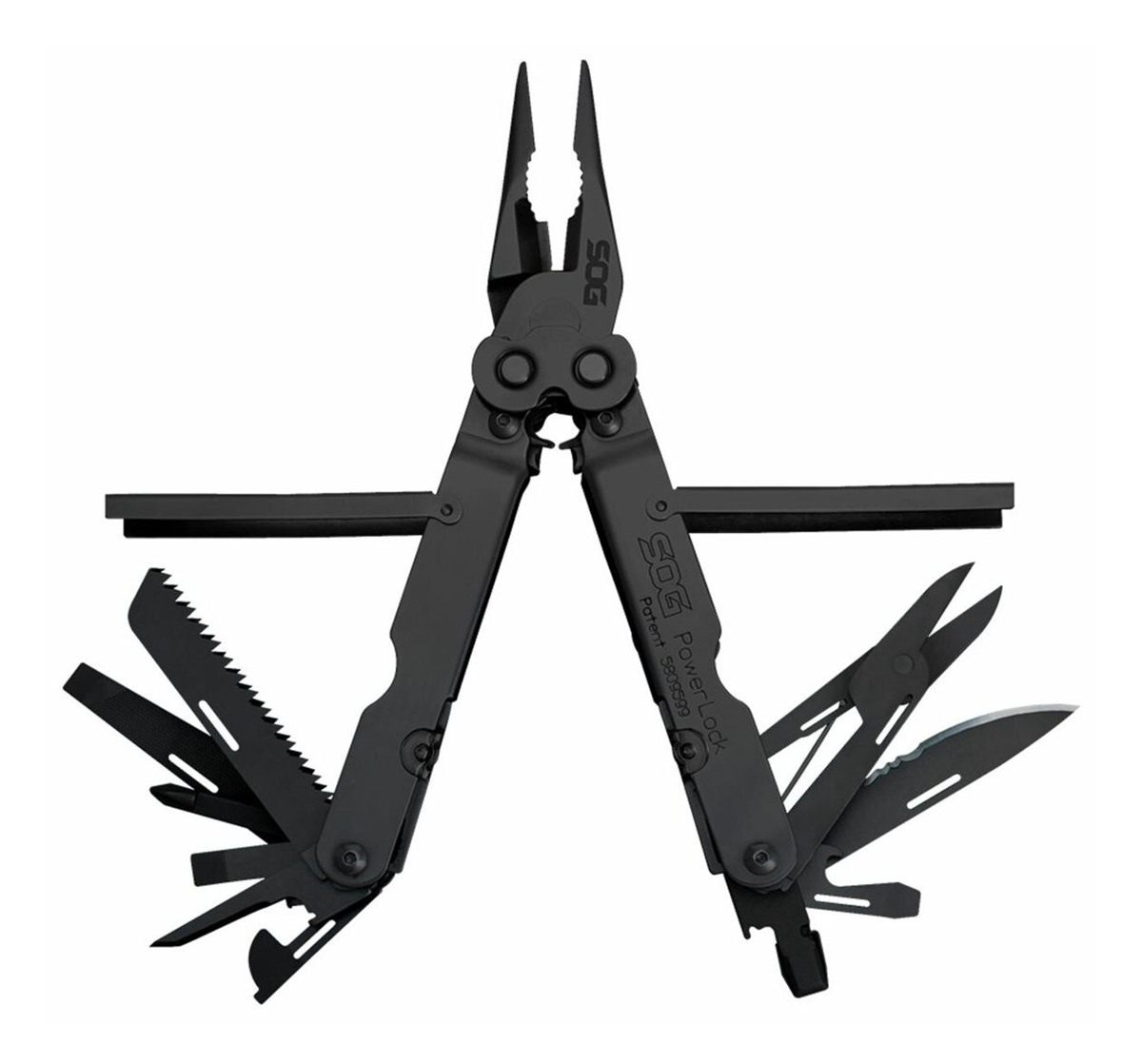 SOG Knives Powerlock Black Oxide 420 Stainless Steel 7in Long Features 18 T view 2