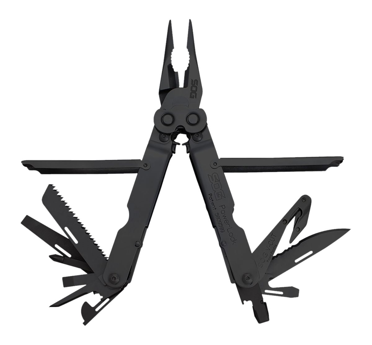 SOG Knives Powerlock V-Cutter Black Oxide 420 Stainless Steel 7in Long Feat