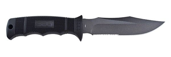 SOG Knives Tools Seal Pup 4.75in Fixed Clip Point Part Serrated Powder Coat view 6