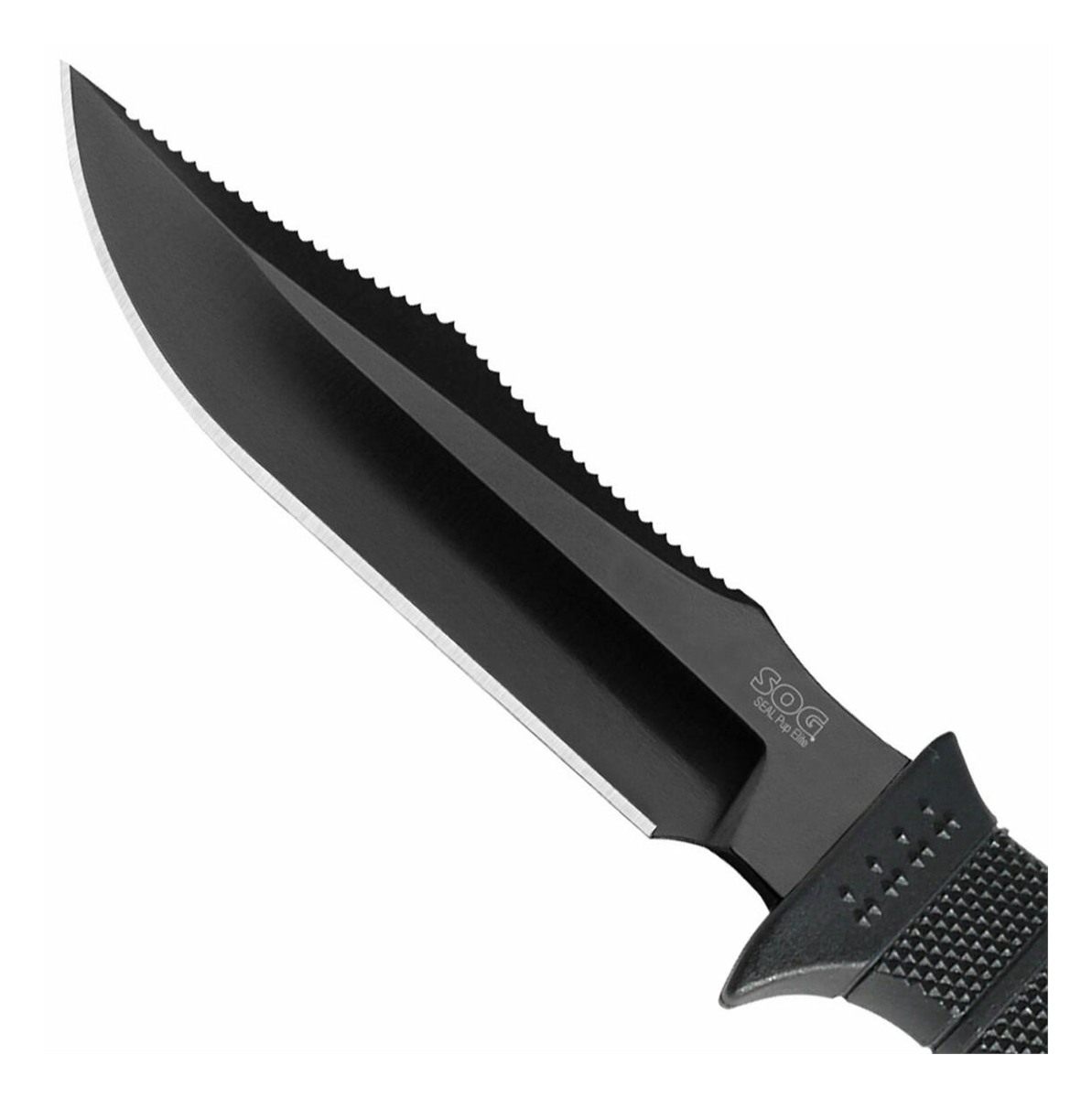 SOG Knives Seal Pup Elite 4.85in Fixed Clip Point Plain Black Hardcased TiC