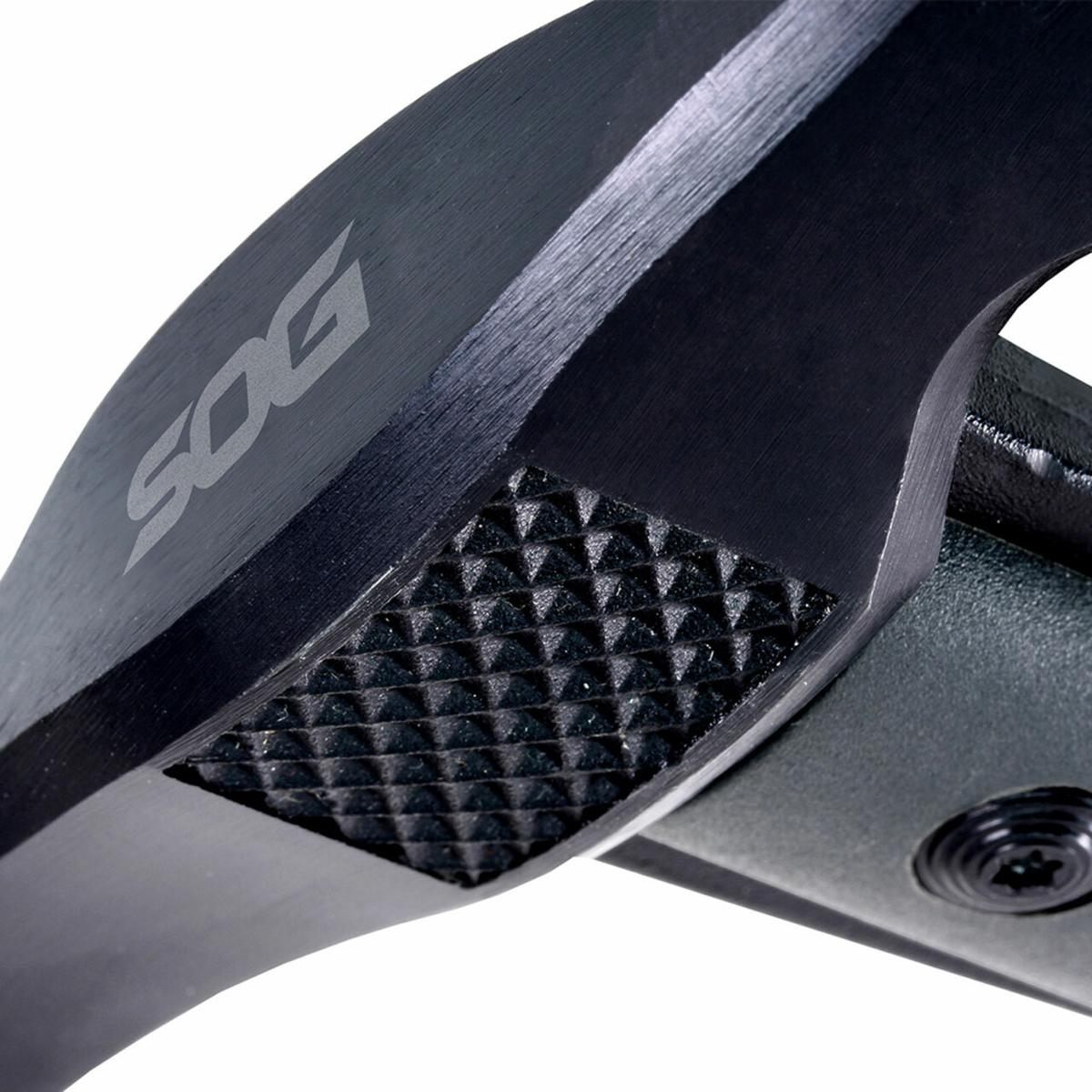 SOG Knives Tactical 2.75in Blade 420HC SS Black Side Hammer Checkering GRN view 2