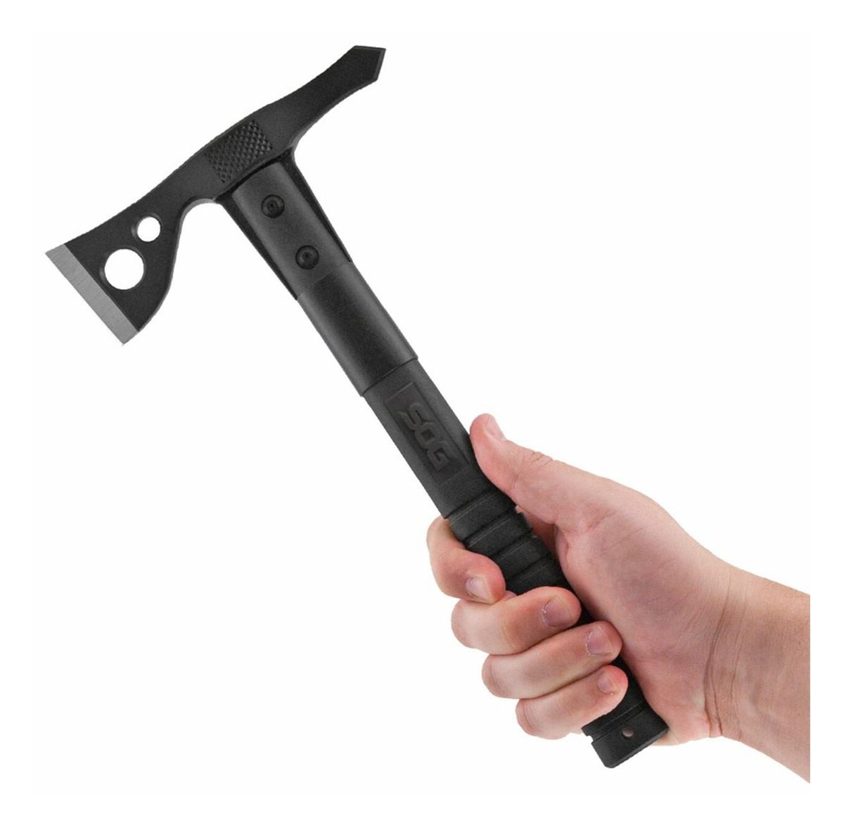 SOG Knives FastHawk 2in Blade 420HC SS Black Side Hammer Checkering w/SOG G view 2