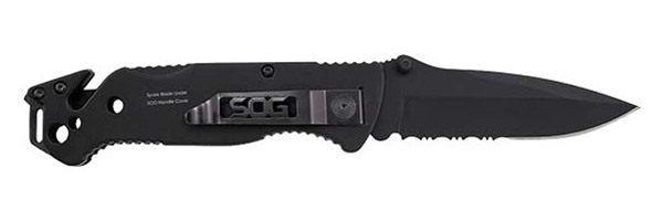 SOG Knives Escape 3.40in Folding Clip Point Part Serrated Black Hardcased 9 view 2