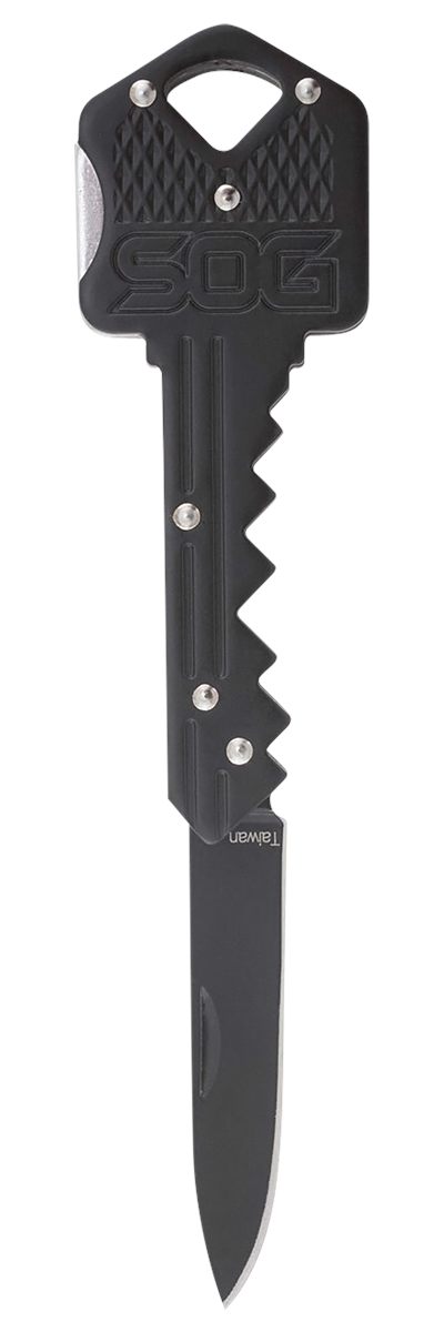 SOG Knives Key 1.50in Folding Plain Drop Point Black Hardcased 5 Cr13 MoV S